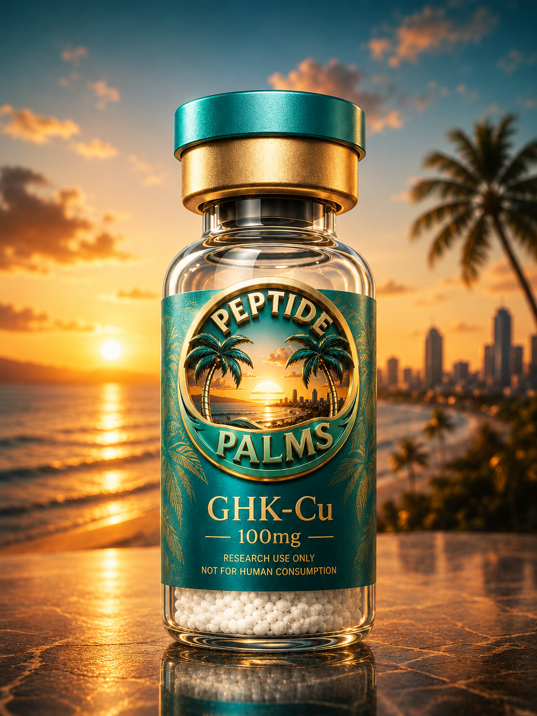 Peptide Palms third-party tested research peptide bottle
